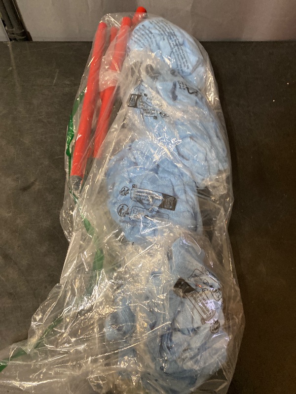 Photo 1 of  Microfiber Mop Cloth Heads Replacements: One Mop Handle with Four Blue Microfiber Cloth Mop Heads Compatible with All Standard US Threading Pole Mop Handle