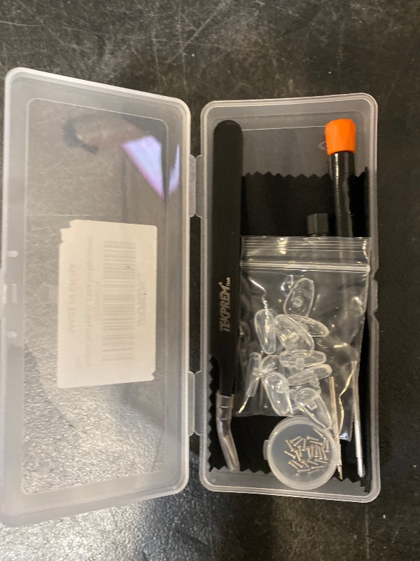 Photo 1 of Eyeglasses Nose Pads, TEKPREM Screw in Glasses Nose Pads Replacement Repair Tools Kit with 5 Pairs of Air Chamber Silicone Nose Pads,Screws,Screwdrivers,Tweezer & Cloth for Sunglasses (15mm)