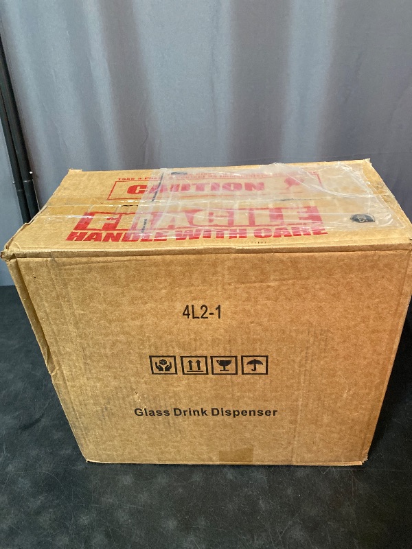 Photo 1 of 1 Gallon Glass Drink Dispensers For Parties 2PACK.Beverage Dispenser,Glass Drink Dispenser With Stand And Stainless Steel Spigot 100% Leakproof.Lemonade Dispenser With Ice Cylinder.Laundry Detergent