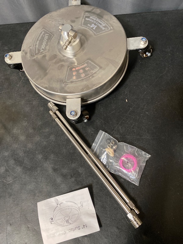 Photo 1 of 14" Pressure Washer Surface Cleaner with 4 Wheels - Stainless Steel Surface Cleaner for Pressure Washer Attachment for Concrete, Patio, Sidewalk, Deck and Driveways - PWS14