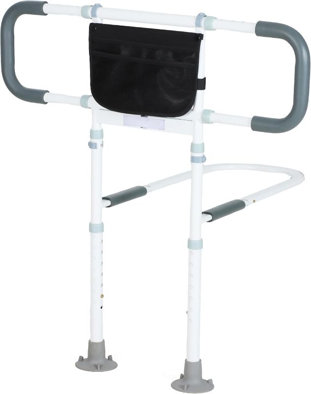 Photo 1 of Bed Rails for Elderly Adults Safety - Elderly Assistance Products, Bedrails for Rlderly Adults Grab Bar Bed Handrails, Bed Rail with Pocket, Motion Sensor Light Fits King, Queen, Full, Twin (White)
