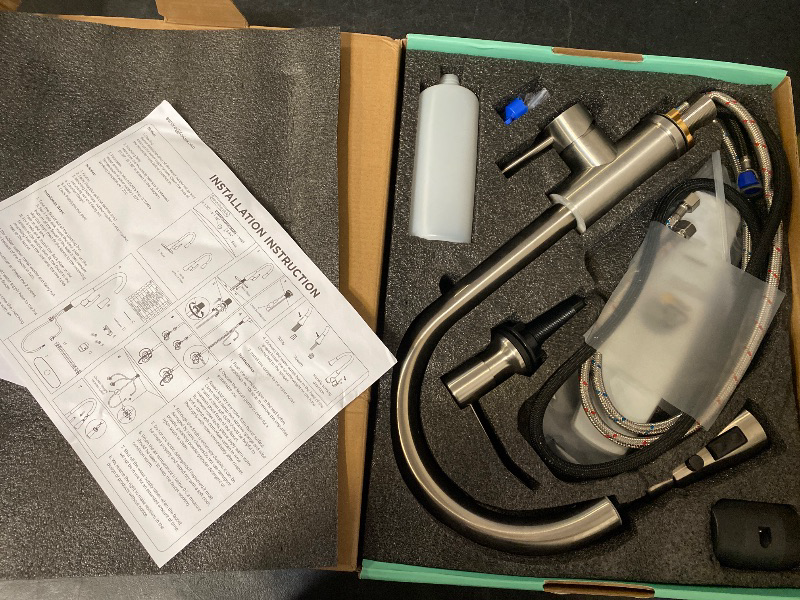 Photo 1 of Keer Brush Nickel Single Handle Pull Down Kitchen Faucet with Soap Dispenser, 3 Modes Sprayer, Easy Assembly, Single Handle High Arc Stainless Steel Faucet