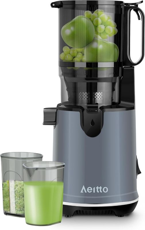 Photo 1 of Aeitto Cold Press Juicer, Juicer Machine with 5.3" Wide Mouth,1.7L Large Capacity Juice Extractor for Vegetable and Fruit, Easy to Clean with Brush, Grey