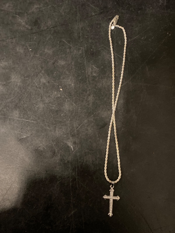 Photo 1 of Charm Sparkling Necklace Cross 14K Silver Plated Fully Studded with Diamonds Luxurious Exquisite Style Silver Jewelry Lobster Clasp Adjustable Extender