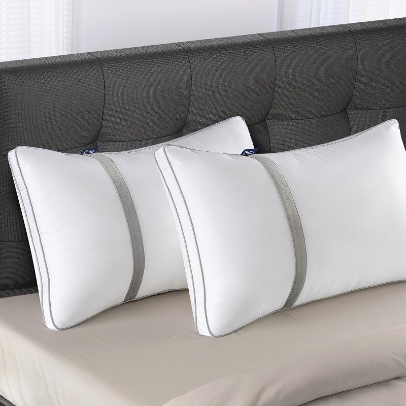 Photo 1 of BedStory Pillows for Sleeping 2 Pack, Hotel Quality Bed Pillow King Size, Down Alternative Pillows with Ultra Soft Fiber Fill, Good for Back and Side Sleepers