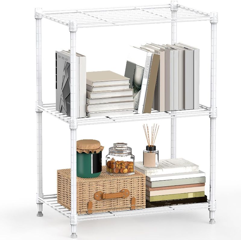 Photo 1 of 450 lbs Wire Storage Shelving 3-Tier Utility Shelving Unit Steel Organizer Wire Rack for Home,Kitchen,Office,White (11.8" D x 17.7" W x 26.4" H)