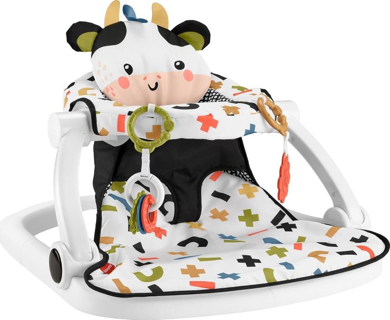 Photo 1 of Fisher-Price Portable Baby Chair, Cute Cow Sit-Me-Up Floor Seat with BPA-Free Teether & Clacker Newborn Developmental Toys (Amazon Exclusive)