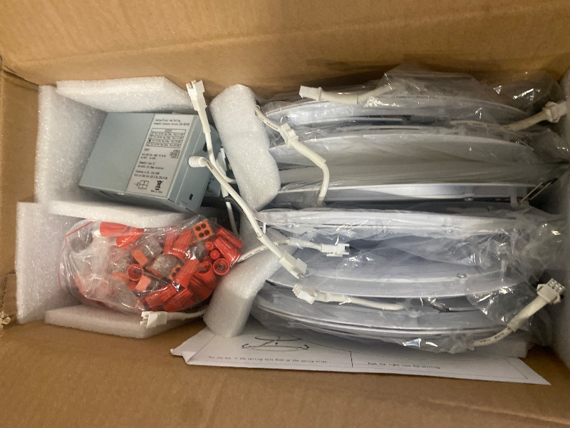 Photo 1 of 12 Pack 8 Inch LED Recessed Lighting with Junction Box Ultra-Thin, 3000K/4500K/6000K Selectable, 8" Dimmable Canless LED Downlight, 1800LM CRI80 High Brightness 5%-100% Recessed Light