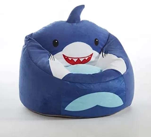 Photo 1 of Heritage Kids Shark Round Figural Kids Bean Bag Chair , Blue, Large