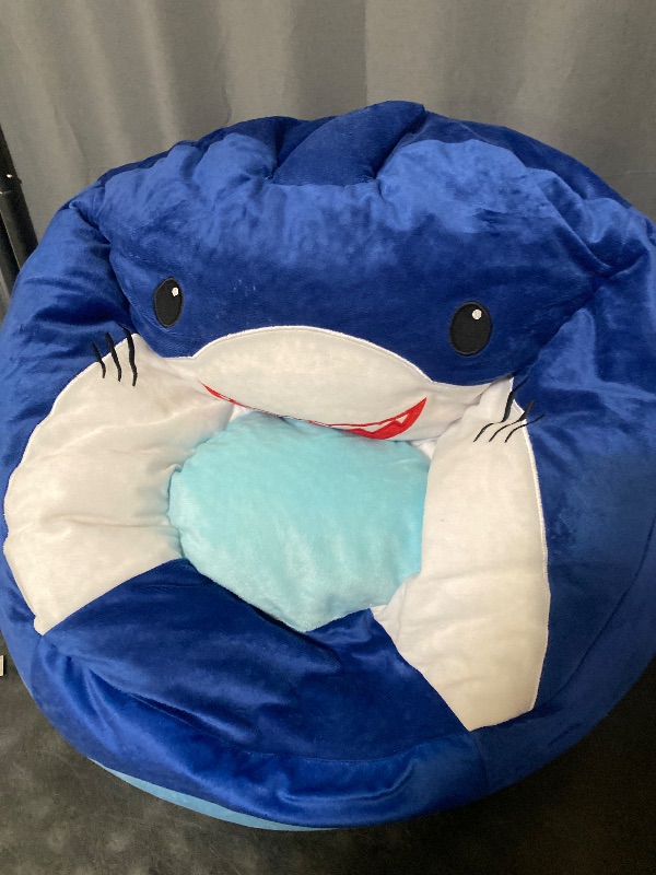 Photo 1 of Heritage Kids Shark Round Figural Kids Bean Bag Chair , Blue, Large