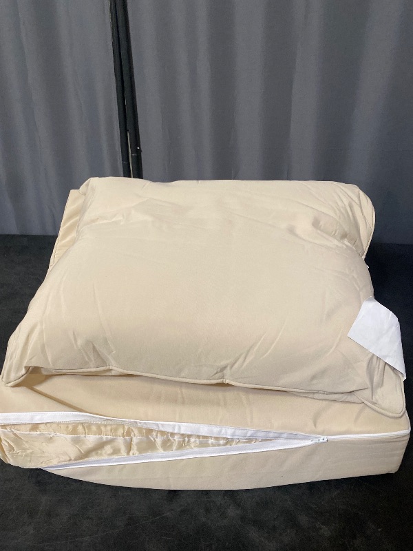 Photo 1 of Deep Seating Cushion with Pillow Back | 24” x 27” Seat | All-Weather Spun Fabric | Water and Fade-Resistant | Outdoor Chair Cushion Set for Patio Furniture | Tan