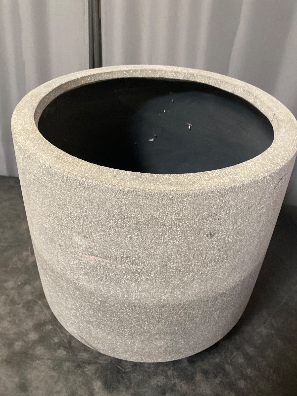 Photo 1 of Kante 15.3" Dia Round Concrete Planter, Outdoor Indoor Large Plant Pots Containers with Drainage Hole and Rubber Plug for Home Garden Patio, Buff Concrete