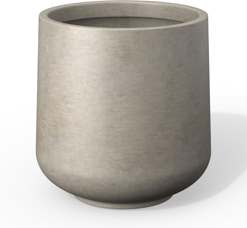 Photo 1 of Kante 15.3" Dia Round Concrete Planter, Outdoor Indoor Large Plant Pots Containers with Drainage Hole and Rubber Plug for Home Garden Patio, Buff Concrete