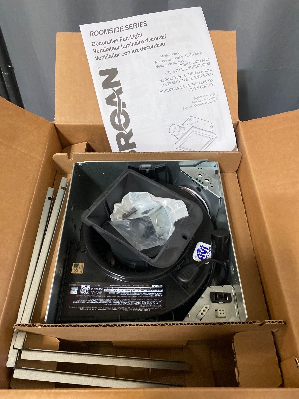 Photo 1 of 80 CFM, 0.8 Sones Humidity Sensing Decorative Ventilation Fan with Square Flat Panel LED Light