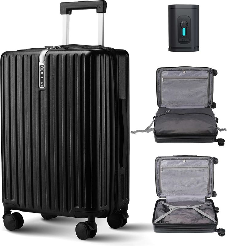 Photo 1 of Carry On Luggage Expandable With Vacuum Compression And Pump, Airline Approved Luggage, Bag with Anti Theft Lock, Water Resistant, Carry-on Suitcase Suitable for Men and Women