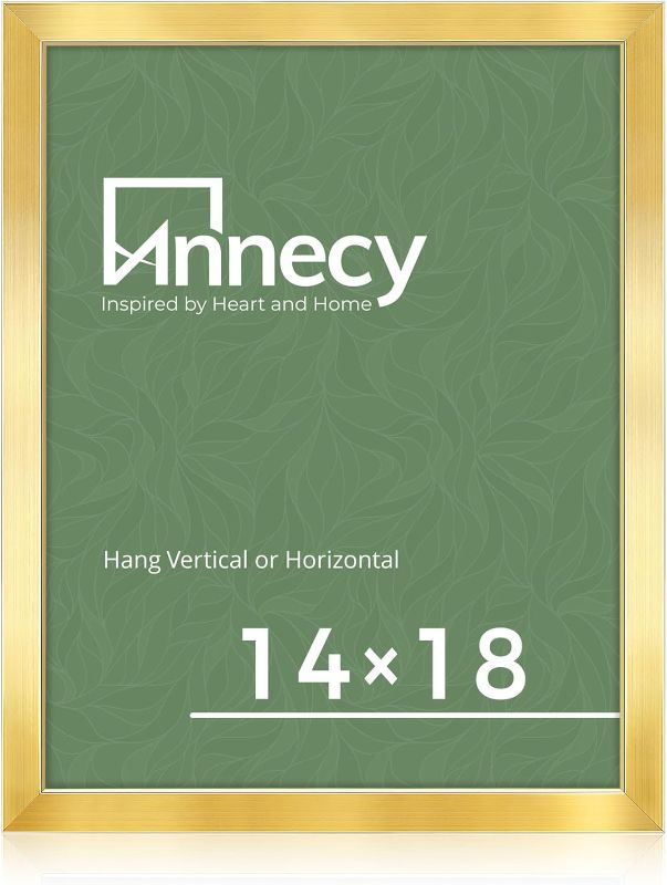 Photo 1 of Annecy 14x18 Picture Frame Gold 1 Pack, 14 x 18 Picture Frame for Wall Decoration, Classic Gold Minimalist Style Suitable for Decorating Houses, Offices, Hotels
