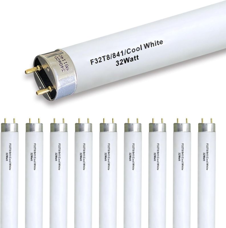Photo 1 of F32T8/841 T8 32W 48inch Fluorescent Light Bulb,4100K Cool White,Compatible for Philips 281550,LUXRITE,Sylvania 21781,Sunlite,Satco,G13 Medium Bi-Pin Base,(10PACK)