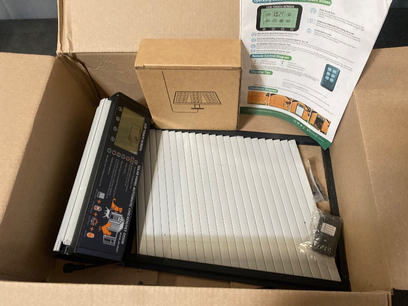 Photo 1 of Automatic Chicken Coop Door, Weatherproof Automatic Coop Door with Radar Sensor & Timer & Light Sensor, Aluminum Alloy Chicken Door Solar 6000mAh Battery or USB Powered for Poultry (White)