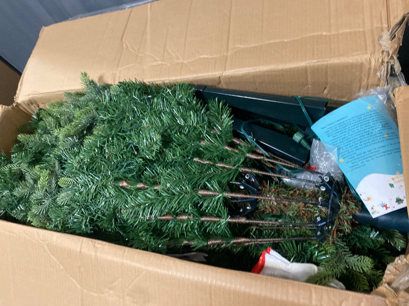 Photo 1 of 7.5ft Prelit Artificial Christmas Tree with Music, 470 Warm White & Multi-Color LED Lights, 1470 PE+PVC Branch Tips, Remote Control Rotating Bracket, 8 Lighting Effects, Timed Design