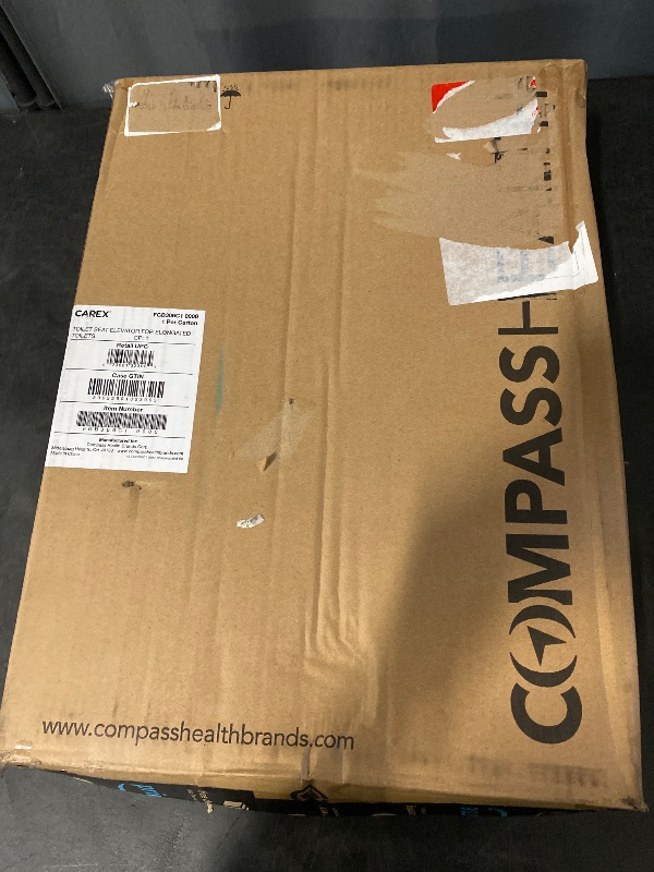 Photo 1 of Carex Toilet Seat Riser, Elongated Raised Toilet Seat Adds 3.5 inches to Toilet Height, for Assistance Bending or Sitting, 300 Pound Weight Capacity Toilet Riser