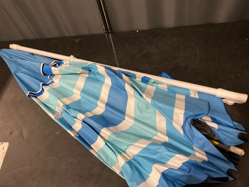 Photo 1 of beach umbrella with sand anchor,UPF 50+protection,8 ribs, beach umbrellas for sand portable,with button tilt - multifunctional outdoor sunshade for gardens,courtyards,and beaches