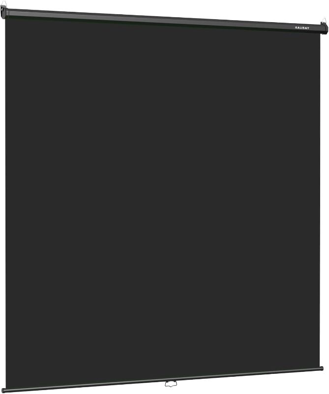 Photo 1 of RAUBAY Retractable Pull Down Black Screen Backdrop - 78.7" x 86.6" Collapsible Wall-Mount Background for Professional Video Production, Photography, TikTok and Video Conferencing