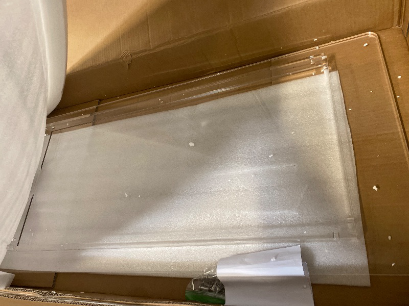 Photo 1 of Acrylic Desk, Modern Study Table for HomeOffice-Extended Surface Multi-Purpose Console & EntrywayTable, Sturdy Lightweight Design (42.5-inch, Transparent)