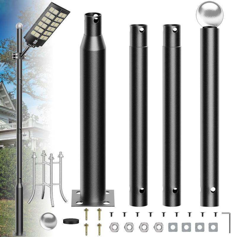 Photo 1 of 13Ft Tall Street Light Pole, Street Lamp Post for Outdoor Lights, Solar Street Light Pole Accessory for Patio, Street, Backyard, Exterior House 1-Pack