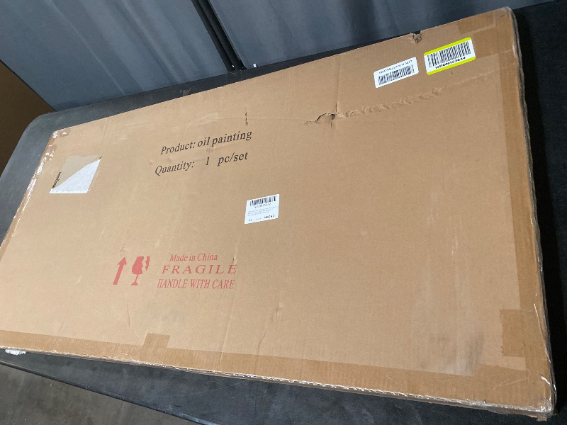 Photo 1 of Abstract Oil Painting, Black and White Beach Waves Landscape, 24x48 Inch, Hand-painted, Wall Art Decor for Living Room, Bedroom, Office