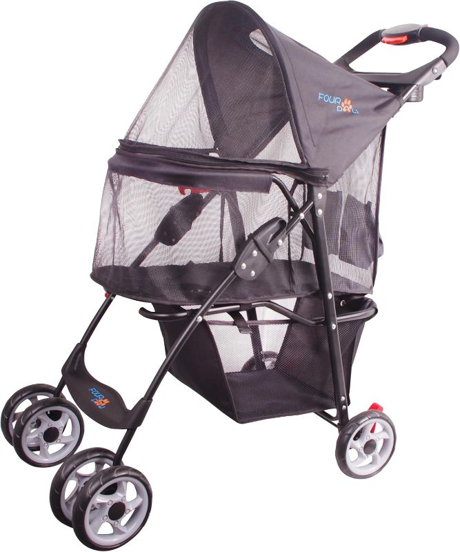 Photo 1 of Full-Window pet Stroller 4 Wheels for Cats & Dogs, with Storage Basket,Cup Holder, Travel Puppy/Cats Stroller
