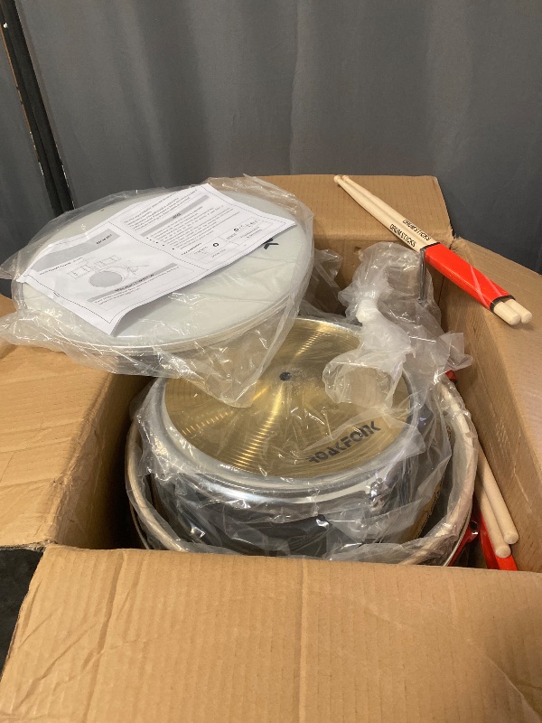 Photo 1 of Kids Drum Set 3-Piece Beginner Drum Set Junior Drum Set,with Throne Stool, Cymbal, Drum Sticks, Bass Drum Pedal,Toms (Black)