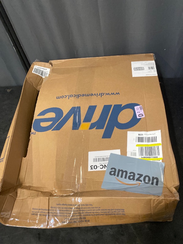 Photo 1 of Drive Medical 11148-1 Folding Steel Bedside Commode Chair, Portable Toilet, Supports Individuals Weighing Up To 350 Lbs, with 7.5 Qt. Bucket and 13.5 Inch Seat, Grey