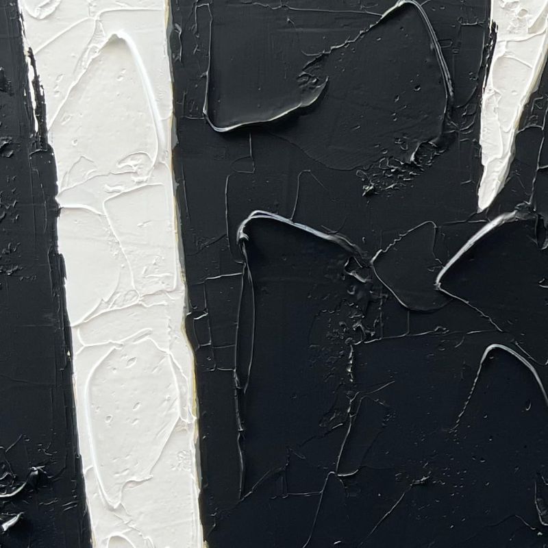 Photo 1 of Contemporary Minimalist Black and White Art Oil Painting 24x48 Inch Wall Abstract Art Painting Office Home Wall Decoration