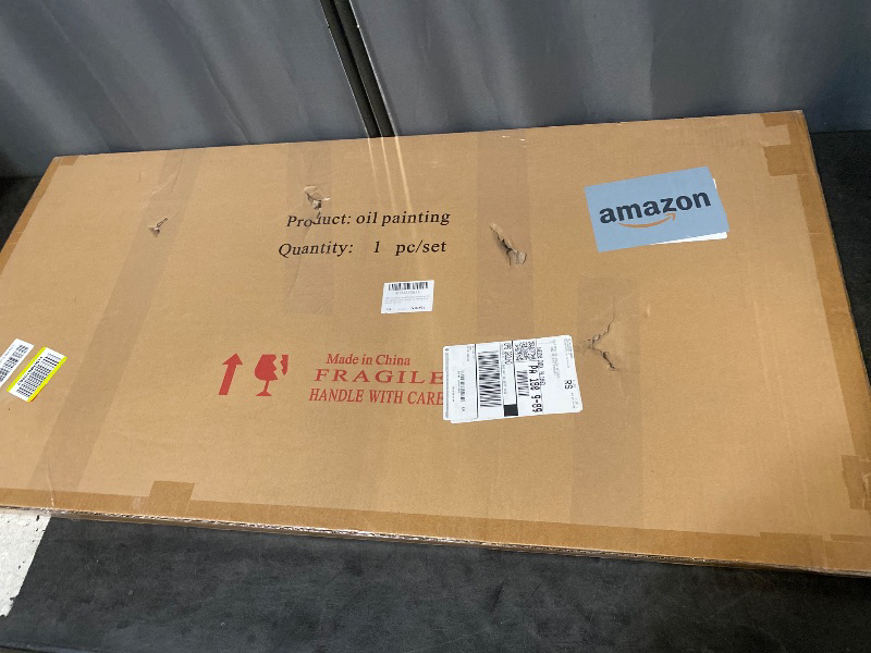 Photo 1 of Contemporary Minimalist Black and White Art Oil Painting 24x48 Inch Wall Abstract Art Painting Office Home Wall Decoration