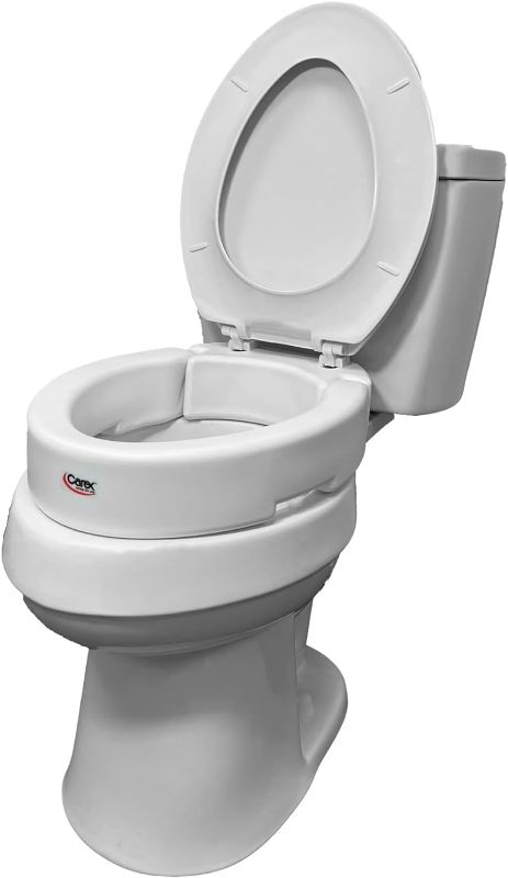 Photo 1 of Carex Elongated Hinged Toilet Seat Riser, Adds 3.5 Inches of Height to Toilet, 300 Pound Weight Capacity, Raised Toilet Seat