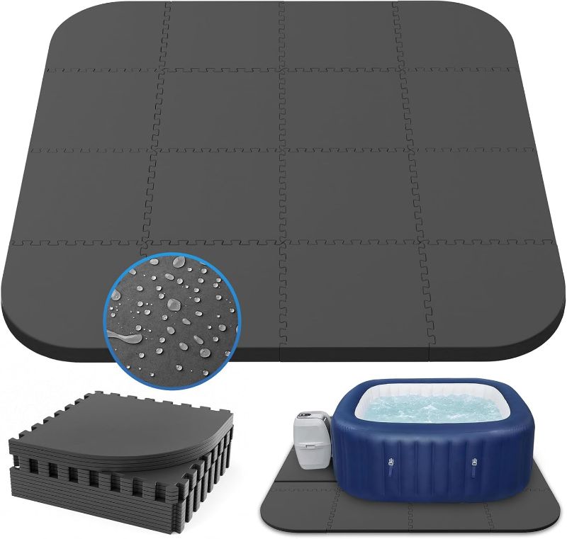 Photo 1 of AFFLUENT 85" EVA Hot Tub Mat & Pad for Inflatable Tubs - 1/2" 12MM Thickened Non-Slip Outdoor/Indoor Protective Mat, Waterproof Durable Inflatable Hot Tub Accessories, Easy Clean (Black)
