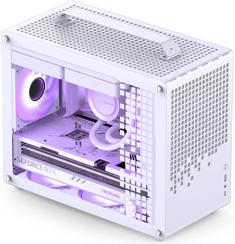 Photo 1 of JONSBO/JONSPLUS Z20 White Micro-ATX Mini Tower Pc Case,with Detachable Carrying Handle, Mini Size, High-Performance Hardware Compatible, Support 240AIO, H160mm Cooler, White