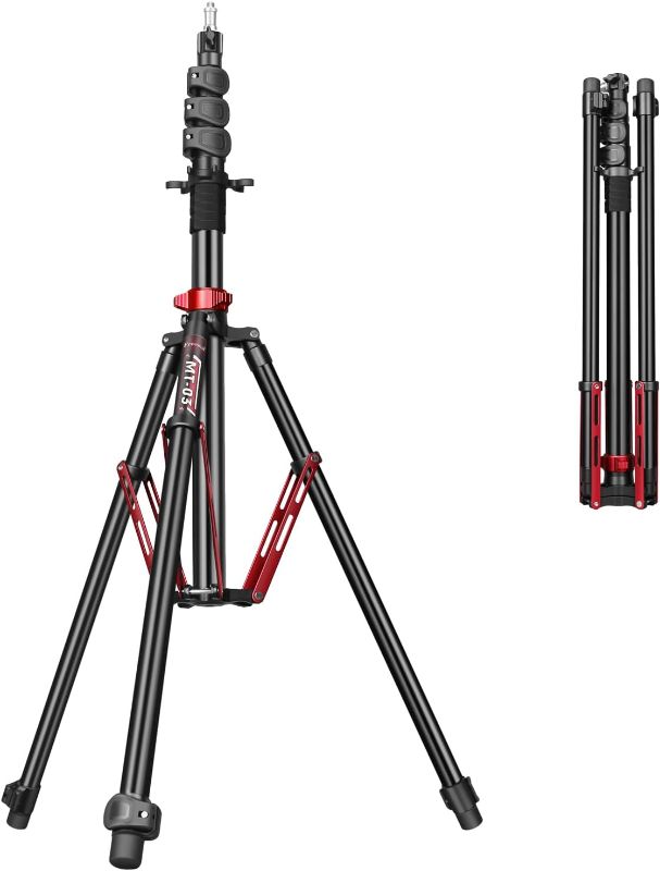Photo 1 of FreeSea Light Stand Photography - 1.4in Oversized Tubes Heavy Duty Stand, Aluminum Alloy Construction, 106in Tall Tripod with Flip-Lock & Gas Spring, Holds Softboxes/Ring Lights up to 8KG