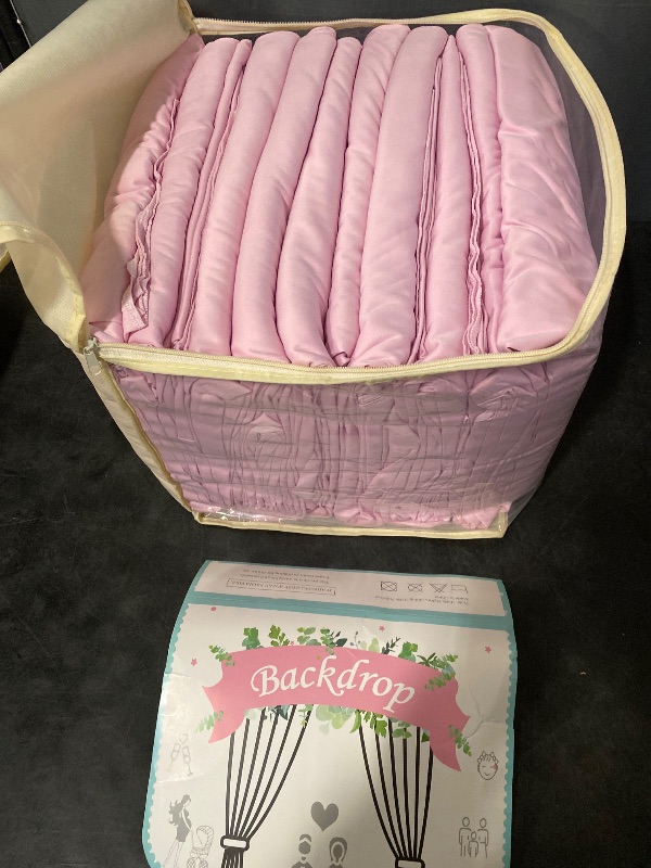 Photo 1 of 50ft×20ft Baby Pink Ceiling Drapes for Weddings Parties,10 Panels 5×20ft Long Ceiling Curtain for Tent Canopy,Wrinkle Free Silk Easy to Draping&Hang Pink Drapes for Event Church Stage Photo Bedroom