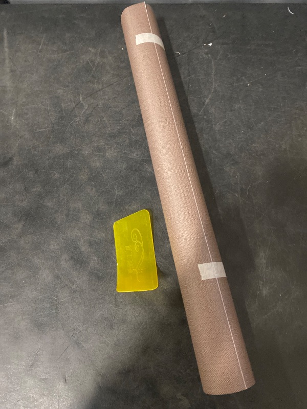 Photo 1 of 24"x393" Brown Grasscloth Peel and Stick Fabric Textured Contact Paper Linen Wallpaper Vintage Matte Frosted Waterproof Luxury Wallpaper for Bedroom Bathroom Kitchen (Dark Brown)