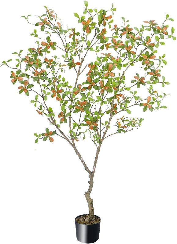 Photo 1 of 5FT Fake Olive Tree Faux Plants Indoor Tall with Realistic Small Yellow Green Leaves and Natural Trunks Shady Lady Faux Tree Tall Floor Plant for Home Bedroom Living Room Office Decor