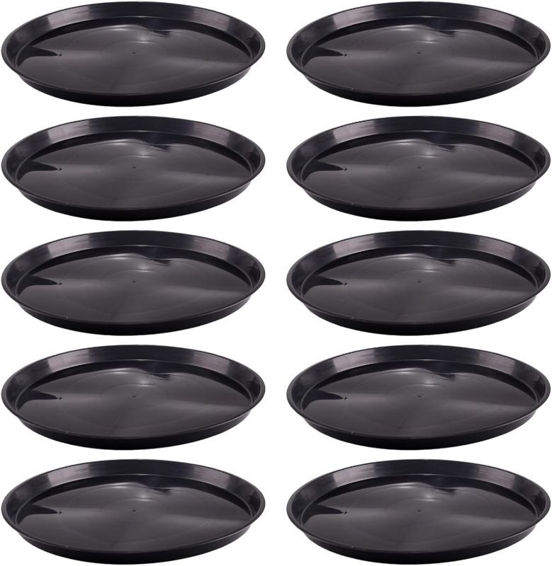 Photo 1 of 10 Pack Plant Saucer 20 Inches Plant Trays for Pots Plastic Round Drip Trays Flower Pot Saucers Black Planter Water Tray Plant Drainage Tray, Black