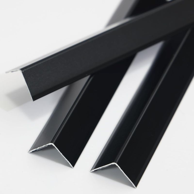 Photo 1 of Aluminum Corner Guards, Peel and Stick L-Shaped Molding Trim for Wall Table Door Frame Protection and Decoration (Matte Black, 3Pcs x 2.9ft x 0.8in)