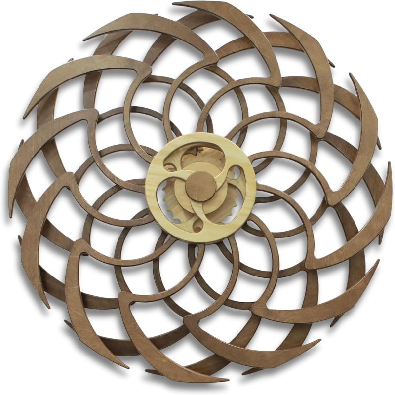 Photo 1 of Handcrafted Kinetic Wall Art 'Dejavu' - 10 Hours of Run time - No Power Needed (Brown)