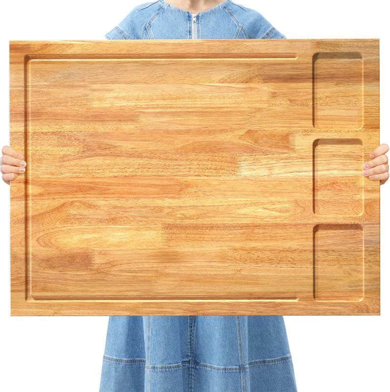 Photo 1 of 32x23.5inches Extra Large Solid Wooden Cutting Board and Stovetop Cover, 2 in 1 Stove Top Cover Chopping Board with Detachable Legs and Juice Groove, Sink Cover Board for Restaurant Kitchen Countertop