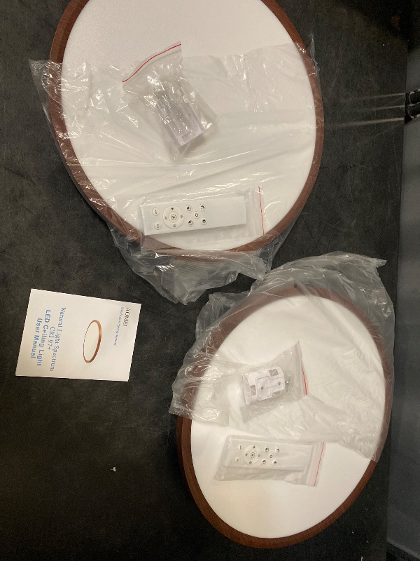 Photo 1 of 2 Pack AOMEI 16'' Black Walnut Style Flush Mount Ceiling Light – 36W 3000-6000K Full Spectrum Eye-Care LED, Sealed ABS Design with Anti-Glare Acrylic Panel, Easy Installation for Bedroom/Living Room