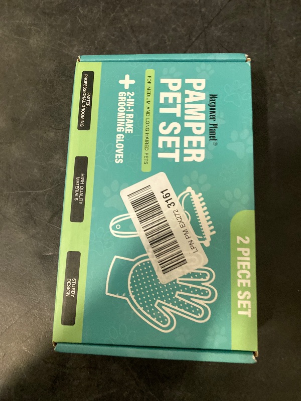 Photo 1 of Maxpower Planet Pet Grooming Brush and 2X Grooming Gloves Combo - Double Sided Dematting, Deshedding Undercoat Rake for Dogs and Cats - Reduce Shedding Easily - Blue