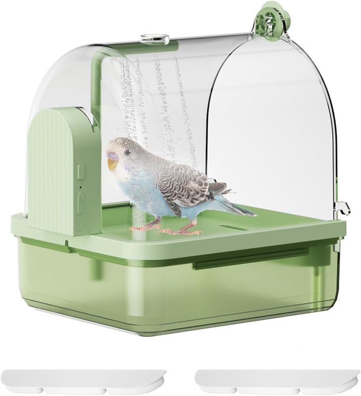 Photo 1 of Bird Shower Bath:Motion - Sensing Bird Bath Shower Bird Bath Accessories for Pet Birds Conure Budgies Cockatiels Lovebird (Green)