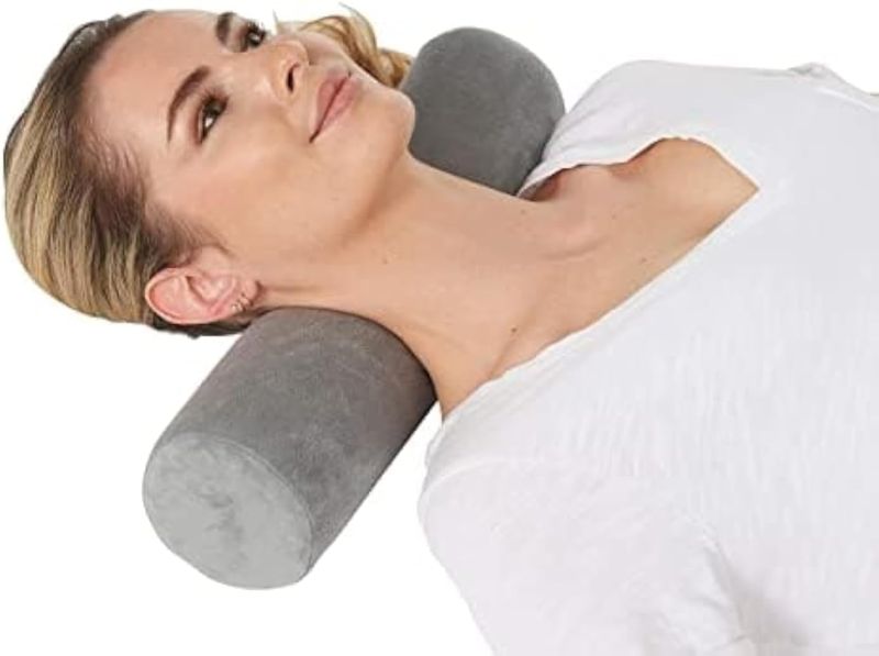Photo 1 of AllSett Health Cervical Neck Roll Memory Foam Pillow, Bolster Pillow, Round Neck Support for Sleeping | Bolster for Bed, Legs, Back and Yoga