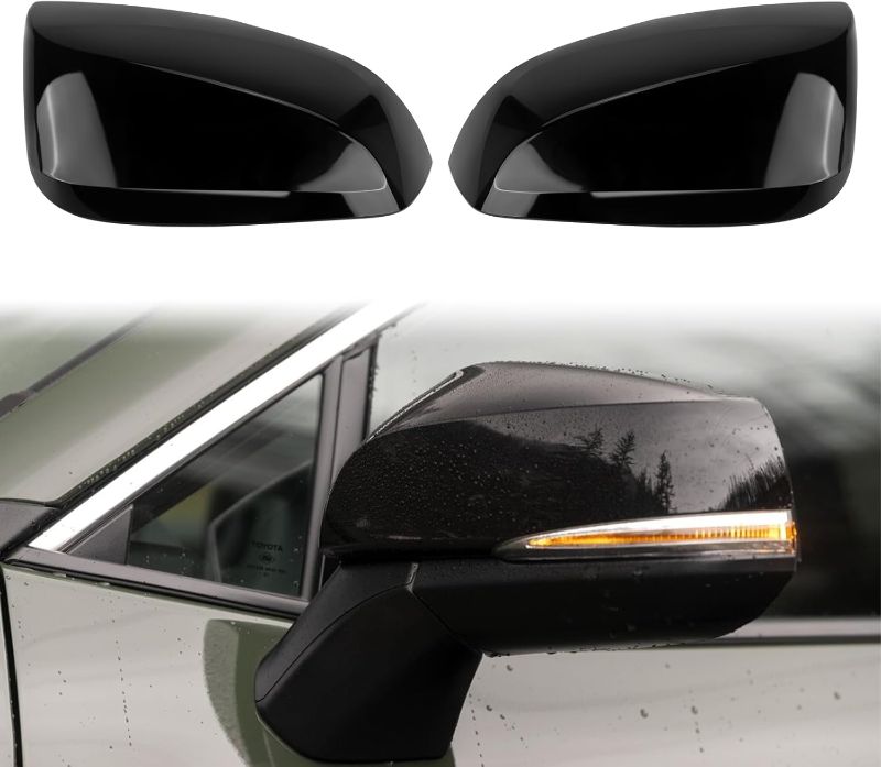 Photo 1 of Glossy Black Direct Replacement Mirror Cover for 2019-2025 Toyota RAV4 XLE XSE and Limited Hybrid with Turn Signal Light Model, Directly Replace Style, Not Sticker Style